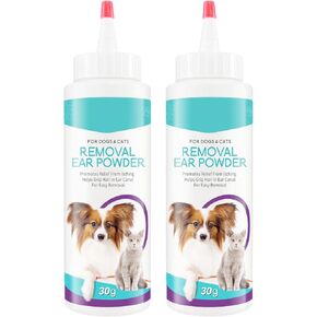 Upgraded Dog Ear Powder, Dog Ear Cleaner, Dog Ear Infection Treatment, Gentle Dog Ear Hair Removal Tool for pet Grooming - Remove Ear Wax & Odor in Pets (2)