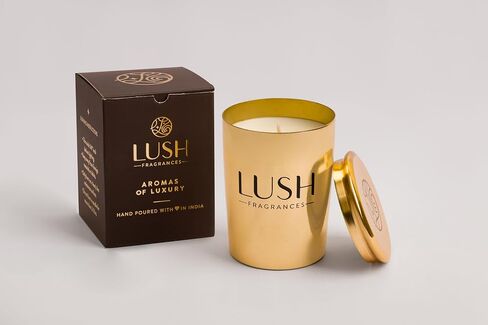 الجنة الاستوائية الشمع المعطرة شمع الصويا (10.5 أوقية) 50-60 وقت الحرق ، فتيل القطن ، شمعة جرة معدنية ذهبية in Saudi Arabia