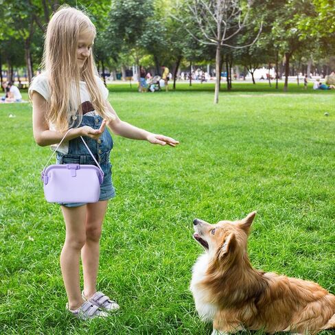 Dog Treat Pouch, Silicone Dog Treat Training Pouch, Upgraded Treat Pouches for Pet, Portable Dog Treat Bags with Clip and Strap(Purple) in Saudi Arabia