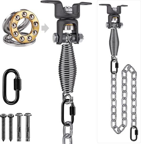 طقم معلق Seleware Ammock ، محمل شماعات التأرجح مع الربيع ، سلسلة 39 بوصة و Carabiner ، 360 درجة ، الدوران ، مواجهة داخلية في الهواء الطلق ، مجموعة أرجوحة أرجوحة للأرجوحة للخشب والخرسانة in Kuwait