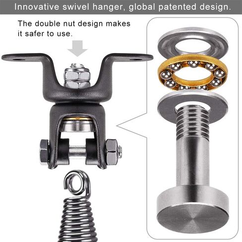 طقم معلق Seleware Ammock ، محمل شماعات التأرجح مع الربيع ، سلسلة 39 بوصة و Carabiner ، 360 درجة ، الدوران ، مواجهة داخلية في الهواء الطلق ، مجموعة أرجوحة أرجوحة للأرجوحة للخشب والخرسانة in Kuwait