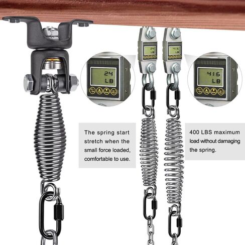 طقم معلق Seleware Ammock ، محمل شماعات التأرجح مع الربيع ، سلسلة 39 بوصة و Carabiner ، 360 درجة ، الدوران ، مواجهة داخلية في الهواء الطلق ، مجموعة أرجوحة أرجوحة للأرجوحة للخشب والخرسانة in Kuwait