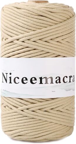 Braided Macrame Cord 3mm x 110yards,Cotton Macrame Rope, Colored Rope,Macrame String Cotton Yarn, Macrame Yarn Craft Cord Plant Hangers, Crafts, for Knitting (Apricot) in Saudi Arabia