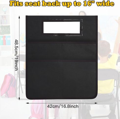 جيوب كرسي سوداء للفصول الدراسية ، 19x16.8 بوصة جيب كرسي مع 3 جيب تخزين الثقيلة ، جيب Buddy Back Buddy مع فتحة علامة ، عودة مثالية إلى الإمدادات المدرسية ، يجب أن يكون الفصل الدراسي in Kuwait