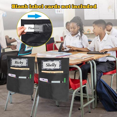 جيوب كرسي سوداء للفصول الدراسية ، 19x16.8 بوصة جيب كرسي مع 3 جيب تخزين الثقيلة ، جيب Buddy Back Buddy مع فتحة علامة ، عودة مثالية إلى الإمدادات المدرسية ، يجب أن يكون الفصل الدراسي in Kuwait