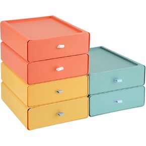 Reton 6 PCS Desk Organizer مع أدراج ، أدراج تخزين سطح المكتب القابلة للتكديس ، منظم سطح مكتب درج كبير السعة ، منظم مكتب تخزين سطح المكتب البلاستيكي لمنظمات Office School Home (3 ألوان)