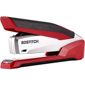 Bostitch, 1117, InPower Spring-Powered Premium Desktop Stapler, 28-Sheet Capacity, Red/Silver