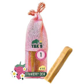 yak9 Cheese Dog Chews ، وعلاج البروتين العالي ، والطبيعة ، وخالية من الجلود ، وطويل الأمد مع الفيتامينات والمعادن ، الحجم الكبير ، الفراولة ، 1 جهاز كمبيوتر