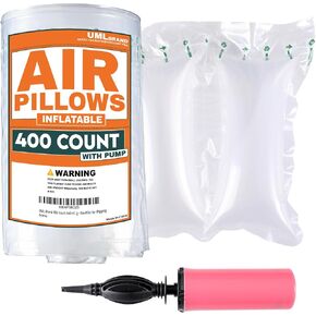 400 Count 4x8 Inflatable Air Pillows for Shipping with Pump - Shipping Packaging Filler - Packaging Air Bags - Use for Purse Pillows to Keep Shape for Bags