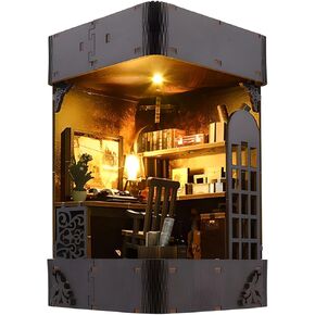 DIY Book Nook Kit ، 3D Wooden Puzzle DIY Minii Mini House Booknook Kit Bookend Bookend Insert Decor