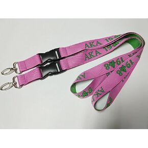Black Greek Sorority AKA Pink Woven Embroidered Lanyard (One Lanyard)