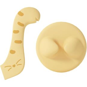 Food Can Spoon & Lids, Multi-Functional Opener Spatula, BPA Free Silicone Universal Can Covers, Cute Tail Shape Spoon for Cat Dog Wet Food (Yellow)