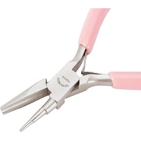 BENECREAT Pink 3-Step Wire Looping Pliers Concave Pliers from 1.5mm~5.5mm, Wire Bending Precision Pliers Coiling Forming Bending Tools for DIY Jewelry Making - 5 Inch