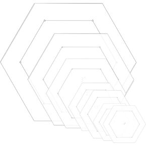 7 Pcs Clear Hexagon Quilting Template Rulers Set with 1/4 Inch Seam Allowance for Cutting Mats Sewing DIY Manual Crafts, Including 1 Inch*2, 1.5 Inch*2, 2 Inch, 3 Inch, 5 Inch