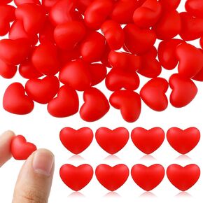 Giegxin 60 Pcs Valentine Heart Flatback Resin Charms Mini Heart DIY Crafts Decor Gem Valentine Vase Filler Embellishment for DIY Garden Accessories Phone Case Making(Red)