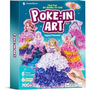 KwestSync Poke-in Art Crafts for Kids - 8 Magical Princesses & 6 Accessories, Pretty Princess Game Toys for Girls and Boys 6 7 8 9 Years Old, Crafts Gifts for Girls Ages 6-8, 8-12, DIY Activity