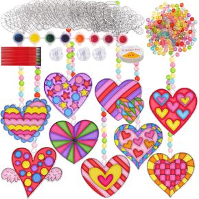 27 مجموعة من عيد الحب HEART SUNCATRER KIT FOR KIDS DIY Window Art Kit Hanging Suncatcher Ornament Decoration for Charch -Exchange Art Project Party Party