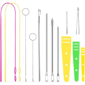 Outtshop 13 Pcs Drawstring Threader Tool, Loop Turner Sewing Tool, Flexible Drawstring Threader, Loop Turner Hooks for Drawstring Threading DIY Knitting Accessories Clothes Pants Bags