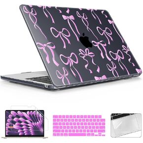 Compatible with M4 MacBook Air 15 inch A3241 Case 2025 Fits 2024 2023 Release A3114 M3 A2941 M2 with Retina Display Touch ID,Printed Plastic Hard Case for MacBook Air 15.3", Bows