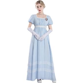 CR ROLECOS Regency Dresses for Women Puff Sleeves Empire Waist Regency Dress Victorian Tea Party Gown