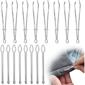 FDKYOEK 16 PCS Drawstring Threader, DIY Easy Rope Threader Clips, Waist Band Threading Tool, Flexible Hoodie String Threader, Metal Sewing Threader Tool Set for Sweatpant Pants Elastic Replacement