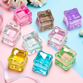HAPTIME 81 Pcs Fake Ice, Colorful Acrylic Ice Cube, Reusable Ice Cubes for Home Décor, Vase Fillers for Centerpieces, Food Photography Props