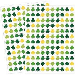 Whaline 2400Pcs St. Patrick's Day Shamrock Paper Stickers Decals 5 Colors Lucky Clovers Self Adhesive Stickers Teacher Reward Stickers for Kids Holiday Envelopes Scrapbook Gifts DIY, 0.5in