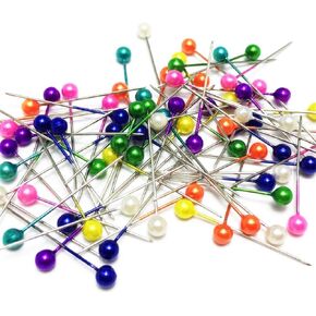 100pcs مختلط ألوان الخياطة جولة الكرة دبابيس رأس دبابيس اللحف مستقيمة لخياط الجريدة تطريز التطريز كروس غرزة مستقيمة مستقيمة