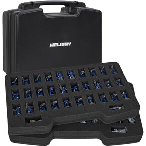 Miniature Figure Storage Hard Shell Case, 64 Slot Figurine Minature Carrying Case with Customizable Foam Layer for Miniatures Compatible with Warhammer 40k, DND, etc