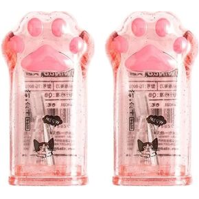 2 PCS Cute Pink Cat Paw Pencil Sharpener Kawaii School Supplies Student Prize Kids Gift Kawaii Pencil Sharpener Cat School Supplies for Kids Girls Cat Lovers Office School Home