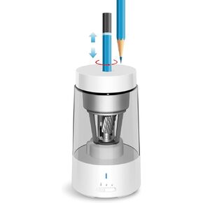 Pencil Sharpener Minify Electric Pencil Sharpener Fully Automatic Pencil Sharpener, Auto in & Out, Battery Powered Rechargeable Hands-Free Pencil Sharpener for 6-8mm Pencils Fast Sharpen in 3s