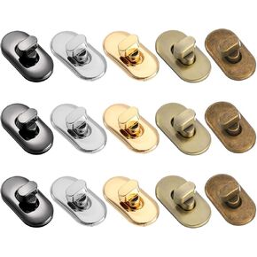 uxcell 15pcs Turn Lock Clasp, Alloy Purse Closures Oval Twist Lock Fasteners Bag Hardware Accessories for Leather DIY Handbag Wallet Craft, Multicolor