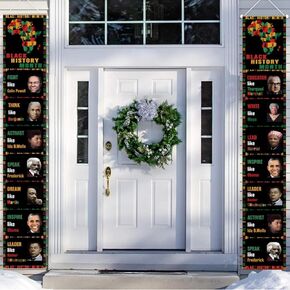 لافتات الشرفة السوداء للتاريخ الأسود ، لافتات الباب الأمامي الأمريكي من أصل أفريقي معلقة 70.8 "x11.8" ، عطلات فبراير كبرياء شرفات جونيتيشنث لعلامات الشرفة المبتدئة في الهواء الطلق في الهواء الطلق في الهواء الطلق. in Kuwait