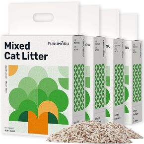 FUKUMARU Tofu Cat Litter, Dust Free Clumping Cat Litter Pellets, 100% Natural Ingredients, Lightweight, Flushable, Ultra Absorbent, Low Tracking, Odor Control, Apple Wood Pellets (8lb x 2 Bags)