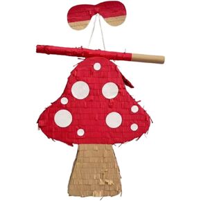 APINATA4U Mushroom Themed Pinata, Red & Brown Color with White Dots, Elevate Your Woodland Birthday Celebration with Vibrant Supplies and Eye Catching Decoration, Forest Party Favor 17.5X 13.5 X 3.5"