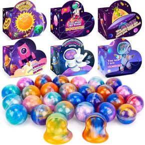 30 Pack Valentines Gifts for Kids Galaxy Slime Valentines with Valentine Day Cards for Valentine Party Favors Valentines Cards for Kids Classroom Boys Valentines for School