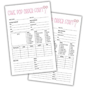Cake Pop Order Form Fliers Cards 50pk 5.5x8.5" Care Instruction Cards Client Menu Ingredients Labels Cake Care Instructions Storage