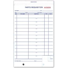 Parts Requisition Form - 2-Part - White with Blue Ink and Red Numbering (250 per Pack)
