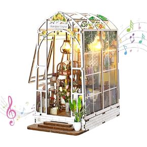 Book Nook Kit - DIY Miniature Garden House Kit, 3D Mini House Wooden Puzzle Kit with LED Light and Music for Adults Teens and Beginners, Gifts for Your Family and Friends