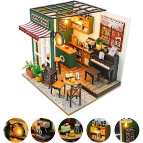 DIY Miniature Dollhouse Kit, DIY Handmade Crafts for Adults, Wooden Mini Craft Coffee Shop, Mini House Building Kit, Book Nook Kit，Diy Booknook Kit, Valentines Gift Dollhouse