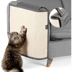 NATUYA Cat Scratch Furniture Protector from Cat Scratching Couch Arm Sofa Corner, Large Sisal Cat Scratching Mat Couch Protector (Dark Gray, Right)