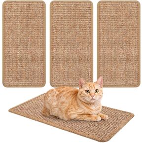 4 PCS Cat Scratcher Mat Sisal Cat Pad Scratching Pad Scratfer for cat مع حلقة لاصقة الشريط القطط سجادة وسادة خدش لحماية أرفف أريكة الحائط على جدار القطط الأثاث ، 15.7x7.8 في