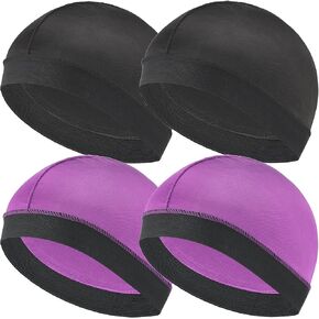 Headshion 4 Pack Wave Cap for Men 360 Waves, Silky Stocking Cap Compression Over Durag