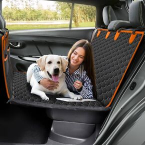 Victoper Back Seat Extender for Dogs, Dog Car Seat Cover with Detachable Hard Bottom Holds 440 LB, 600D Heavy Dog Seat Cover with 2 Seatbelts, 100% Waterproof Backseat Extender for Sedan SUV Truck
