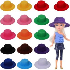 16 Pieces Mini Hats for Crafts 12 Colors Doll Miniature Mini Formal Craft Small Fabric Ornaments Hat for Christmas DIY Crafts Party Doll Accessory Decoration,1.6 x 0.5 Inch