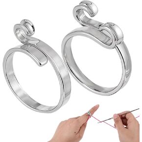 Xthrotsenk 2 Pack Adjustable Crochet Ring for Finger Yarn Tension Ring for Crochet Braided Knitting Ring Handmade Crochet Tension Ring Finger Knitting Yarn Loop Tools for Crocheting Knitting