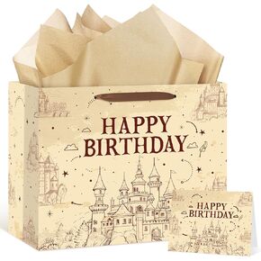 Magical Wizard Gift Bags Christmas Wizard Birthday Party Favors Gift Bag with Birthday Card and Wrapping Paper Castle School Party Wrapping Bags for Birthday Christmas Wizard Party Decoration