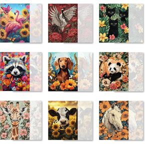 VAIIEYO 9 Pcs Pre Drawn Canvas Pre Printed Canvas Set for Adults Cute Printed Canvas to Paint Canvas Set Animal Theme Canvas Painting for Party Favor(Mixed Animal Style,8 x 10 Inch)