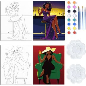 WEBEEDY Paint and Sip Kit Pre Drawn Canvas to Paint 8x10 Inch Canvas Painting Kit for Adults Paint Party Chic Women Art Set Painting Party Supplies Christmas Valentine's Day Gift Favor,2 Pack 20x25cm