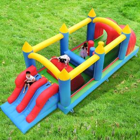 24 قدمًا مقصوصًا قابلاً للنفخ ، منزل ترتد ، 100 ٪ PVC Bounce Bound House للأطفال البالغين مع شرائح السباقات المزدوجة ، أنفاق الزحف ، التسلق ، عقبة رائعة لحضور حفلات الفناء الخلفي للحفلات
